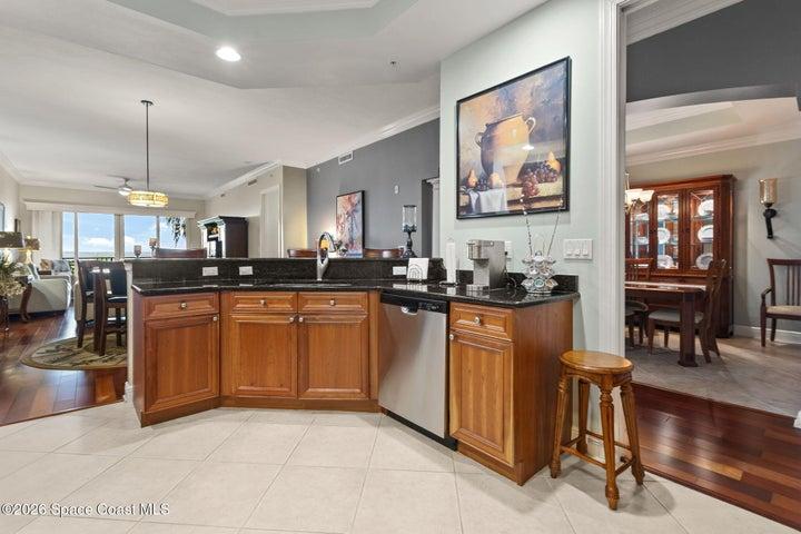 Kitchen flows into the great room