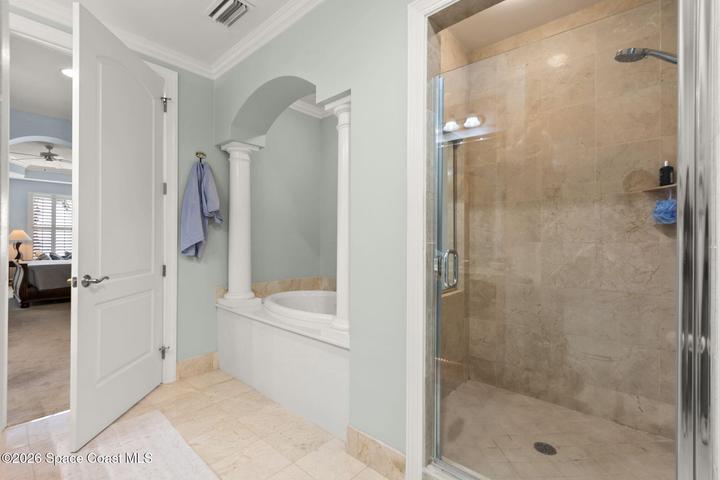 Primary bath with stand up shower and large tub area