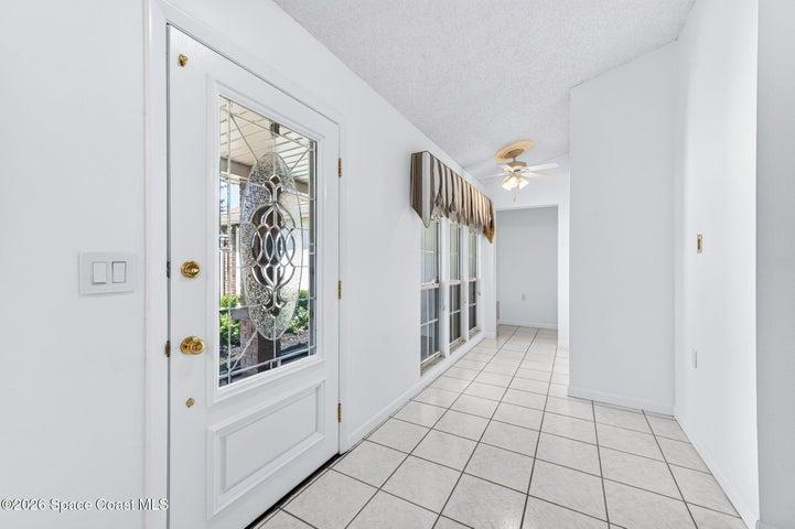 Leaded glass door to foyer