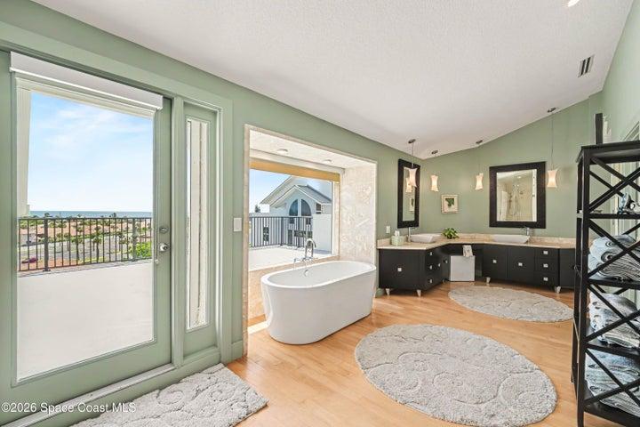 primary bath with huge deck ocean view