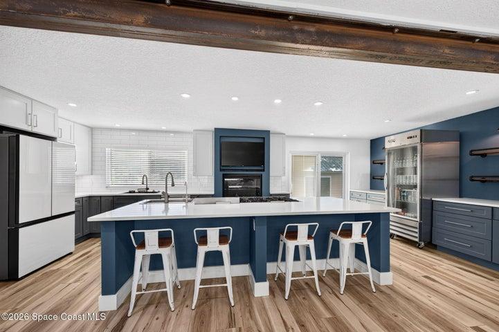 Expansive kitchen island perfect for meal prep and entertaining.