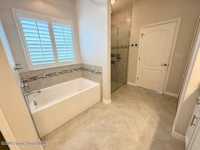 Bathtub and shower in Master Bathroom.