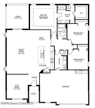 Floor Plan - Actual home Den with double French doors ilo Flex space