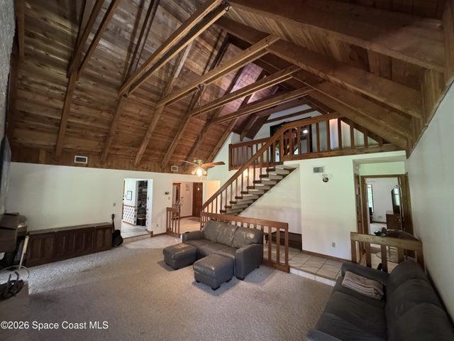 great room cedar ceiling