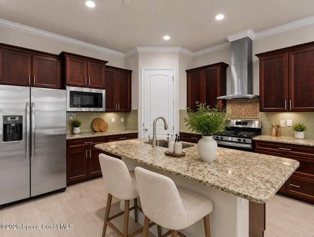 Kitchen is thoughtfully laid out for functionality- virtually staged