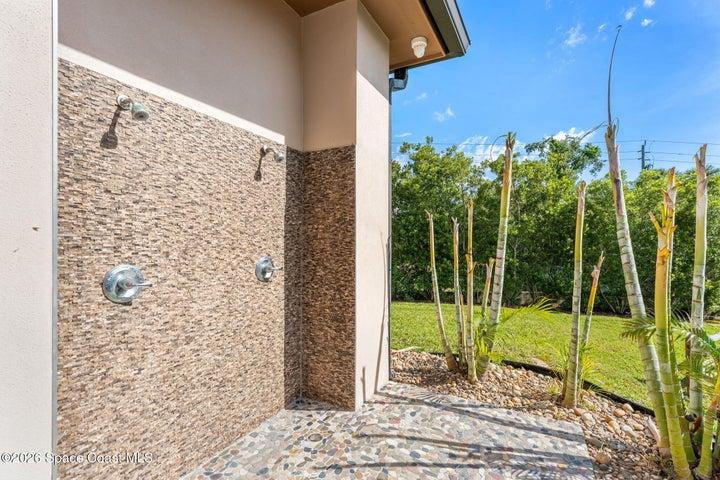 Rinse off after a day at the beach or pool with this handy outdoor shower