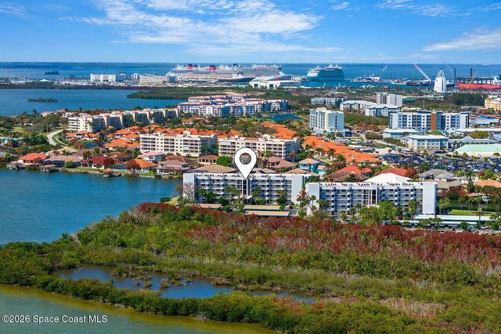 Waterfront condo for sale at 300 Columbia Drive Unit 3204 in gated Treasure Island Club, Cape Canaveral, Florida.
