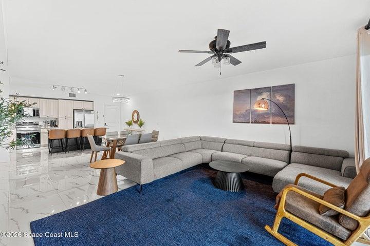 High ceilings enhance the residence’s natural light, open proportions and clean modern architecture.