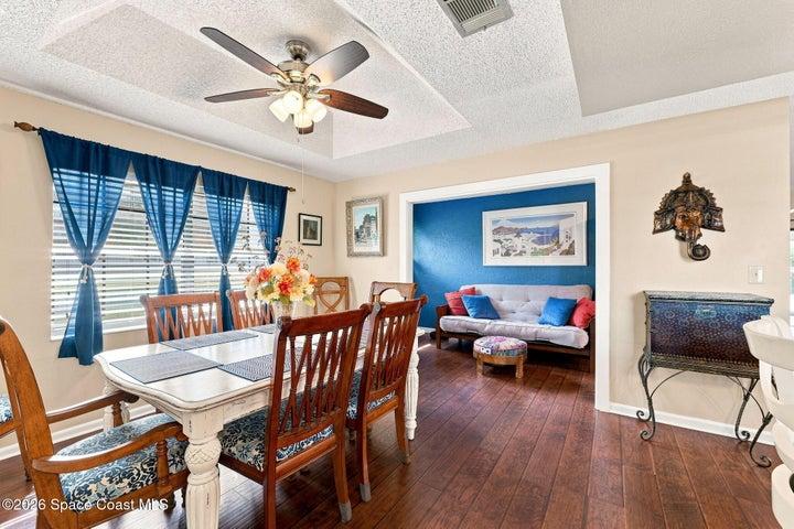 Spacious dining room with adjacent versatile flex space