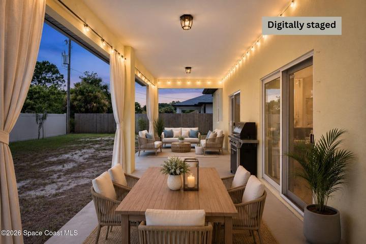 Private covered porch with space for entertaining or unwinding