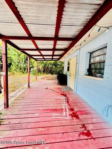 back deck with metal roof