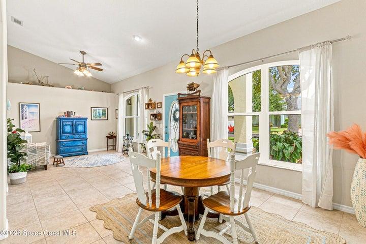 Dining room and living room flow into each other