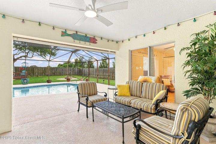 Remote hurricane shutters keep your patio area protected