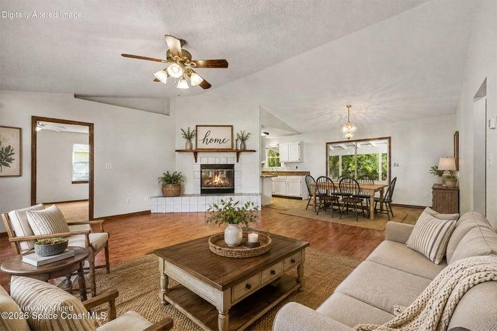 Virtually staged family room