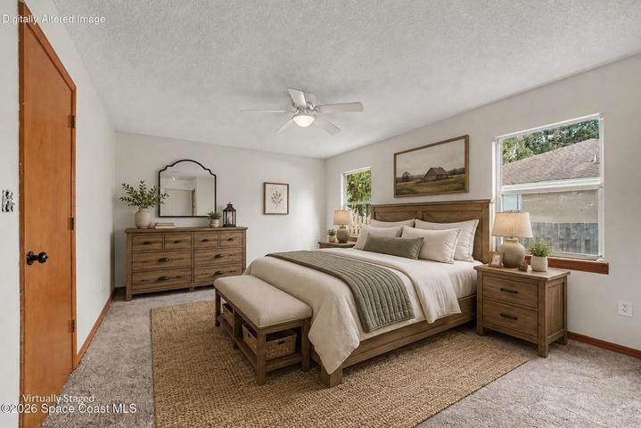 virtually staged primary bedroom