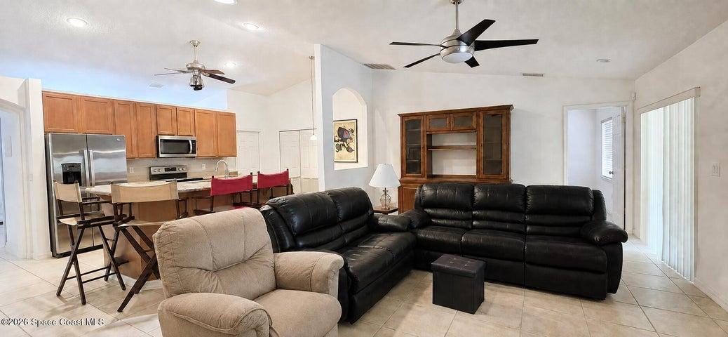 Open area living room. Digitally decluttered.