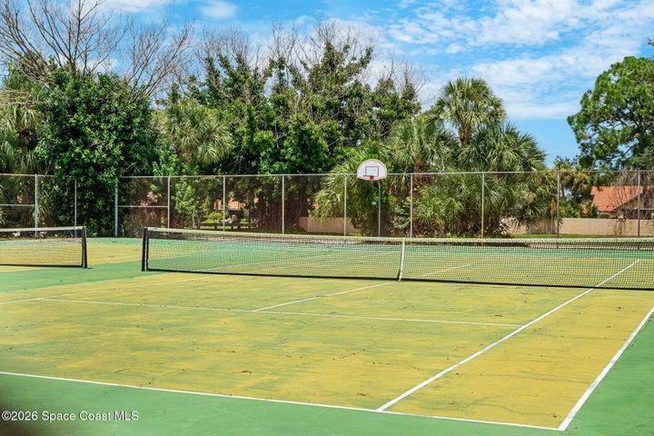 Tennis Courts and basketball hoop to improve your game.