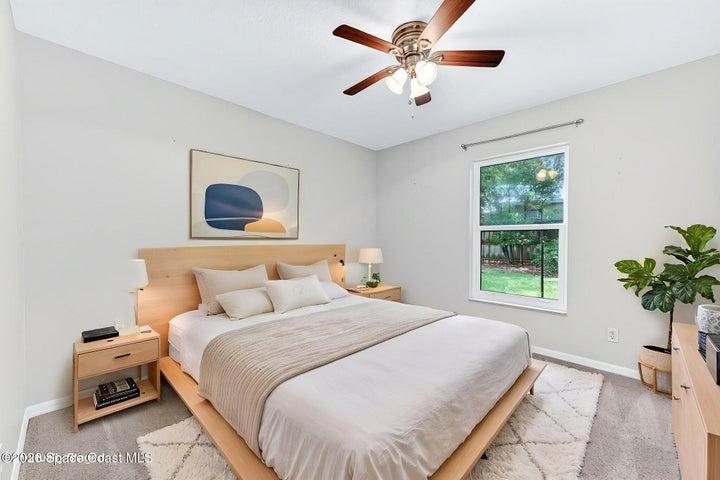 Virtually staged rear bedroom
