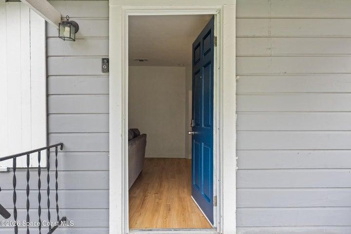 Freshly painted modern blue door!