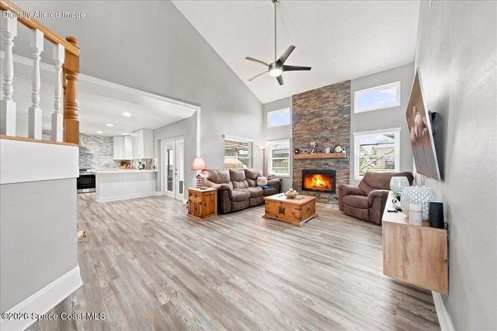 Family Room w/ Vaulted Ceiling