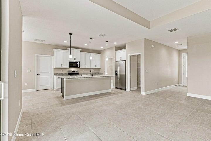 Great Room, Kitchen, and Entryway view