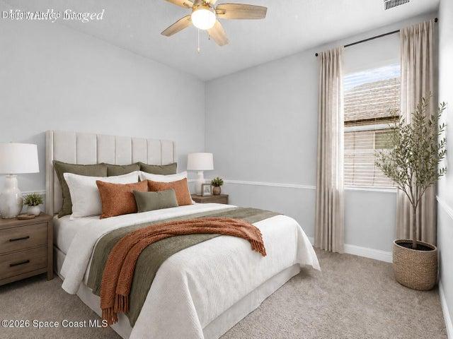 Virtually staged bedroom 3. (Currenty used as an office)