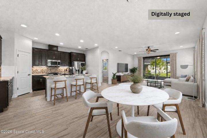 Kitchen, Dining, and Living Areas