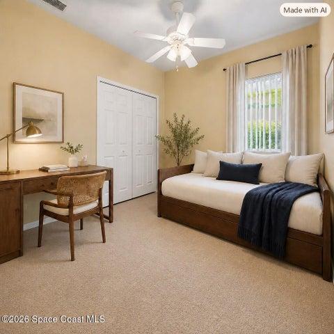 Virtually staged bedroom 3