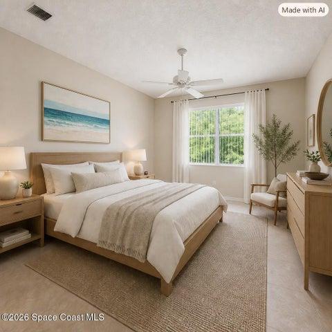 Virtually staged Primary bedroom