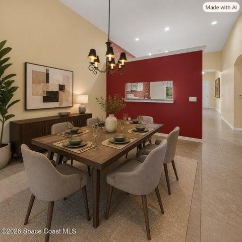 Virtually staged dining room