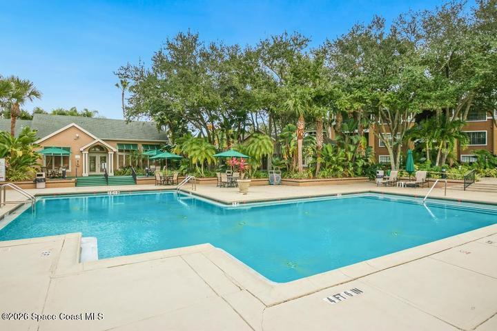 Well maintained pool and beautiful landscape.