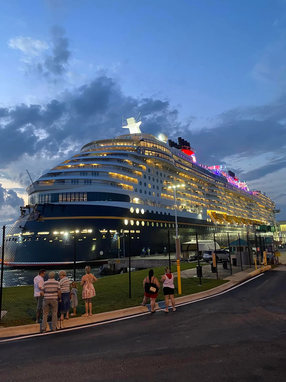 The Disney Wish cruise ship arriving at Port Canaveral